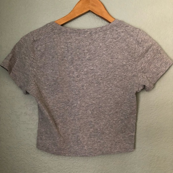 BOZZOLO Large Gray Women's Crop Top Cotton - Picture 2 of 5